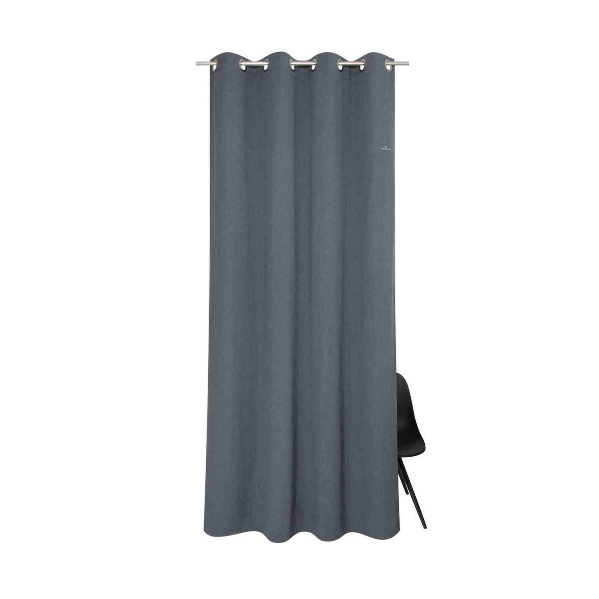 BLICKDICHTER ÖSENVORHANG Dove Signature - Anthrazit, Textil (140/0.5/245cm) - Tom Tailor