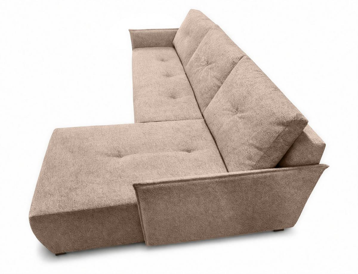 ECKSOFA L Form Damascus Creme 212/143/88 cm Rechts mit Schlaffunktion - Creme/Schwarz, Kunststoff/Textil (212/143cm) - AX Living