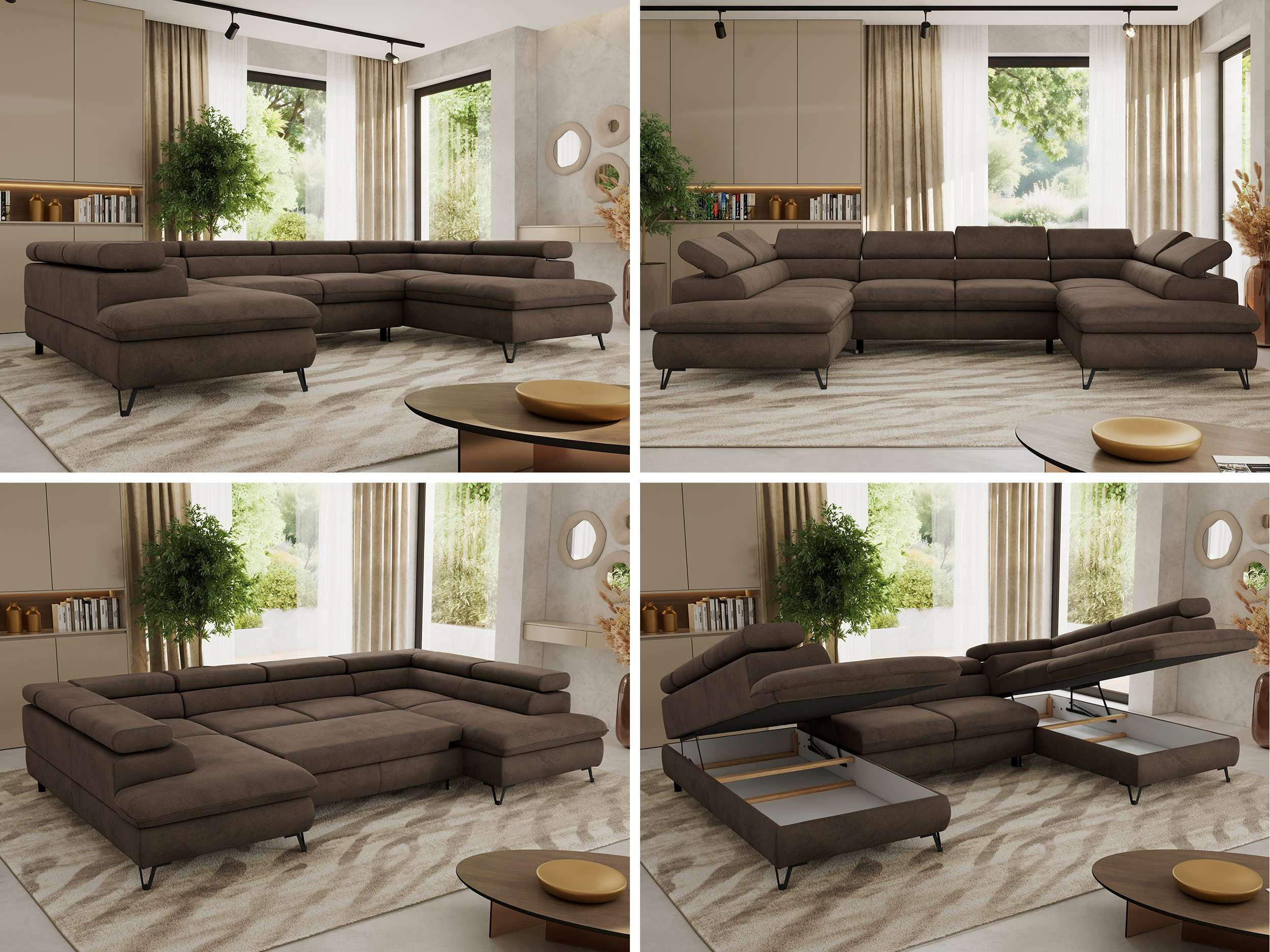 Thumbnail - MKS Wohnlandschaft, Braun, Textil, 6-Sitzer, U-Form, 346x76x208 cm, Wohnzimmer, Sofas & Couches, Wohnlandschaften, Wohnl...