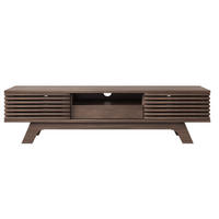 TV ormarić 150/35/44 cm prirodne boje od iverice s 2 vrata ladicom i otvorenim pretincima - svijetlo smeđa, drvni materijal (150/44/35cm) - OKWISH