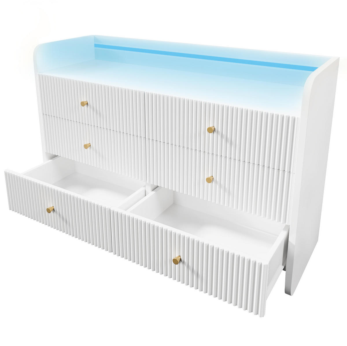 SIDEBOARD 120/40/75 cm Weiß aus Spanplatte mit LED - Weiß, Holzwerkstoff (120/75/40cm) - OKWISH