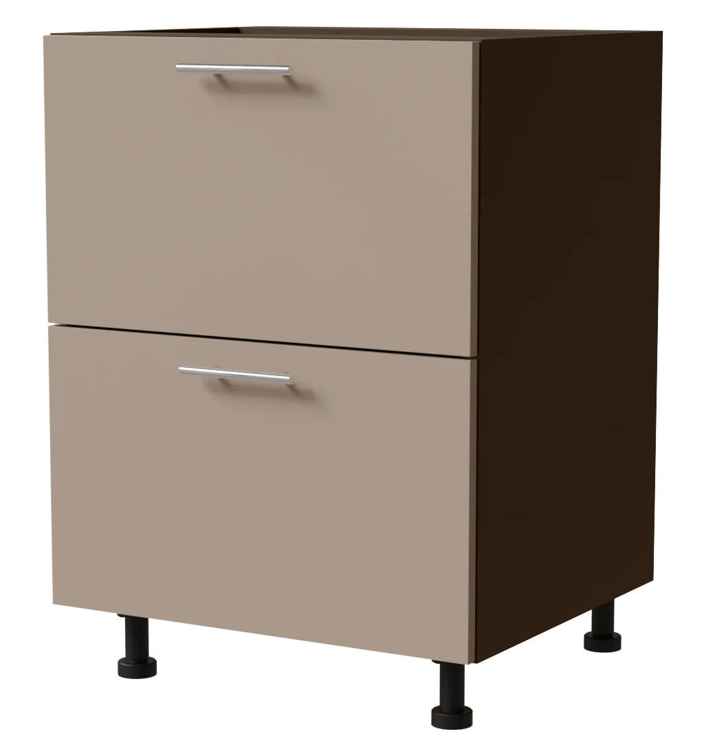 SCHUBLADENUNTERSCHRANK Brerra D2A/60/1A Korpus lava / Front RAL 1019 graubeige Matt 60 / 50 / 82 cm - Dunkelgrau/Graubraun, Holz/Holzwerkstoff (60/82/50cm) - Feldmann-Wohnen