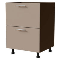 SCHUBLADENUNTERSCHRANK Brerra D2A/60/1A Korpus lava / Front RAL 1019 graubeige Matt 60 / 50 / 82 cm - Dunkelgrau/Graubraun, Holz/Holzwerkstoff (60/82/50cm) - Feldmann-Wohnen