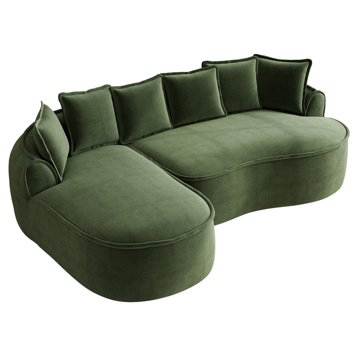 ECKSOFA chenille mit extra tiefer chaiselongue & rahmenlosem design - Grün, Textil (252/164cm) - Urban Meuble
