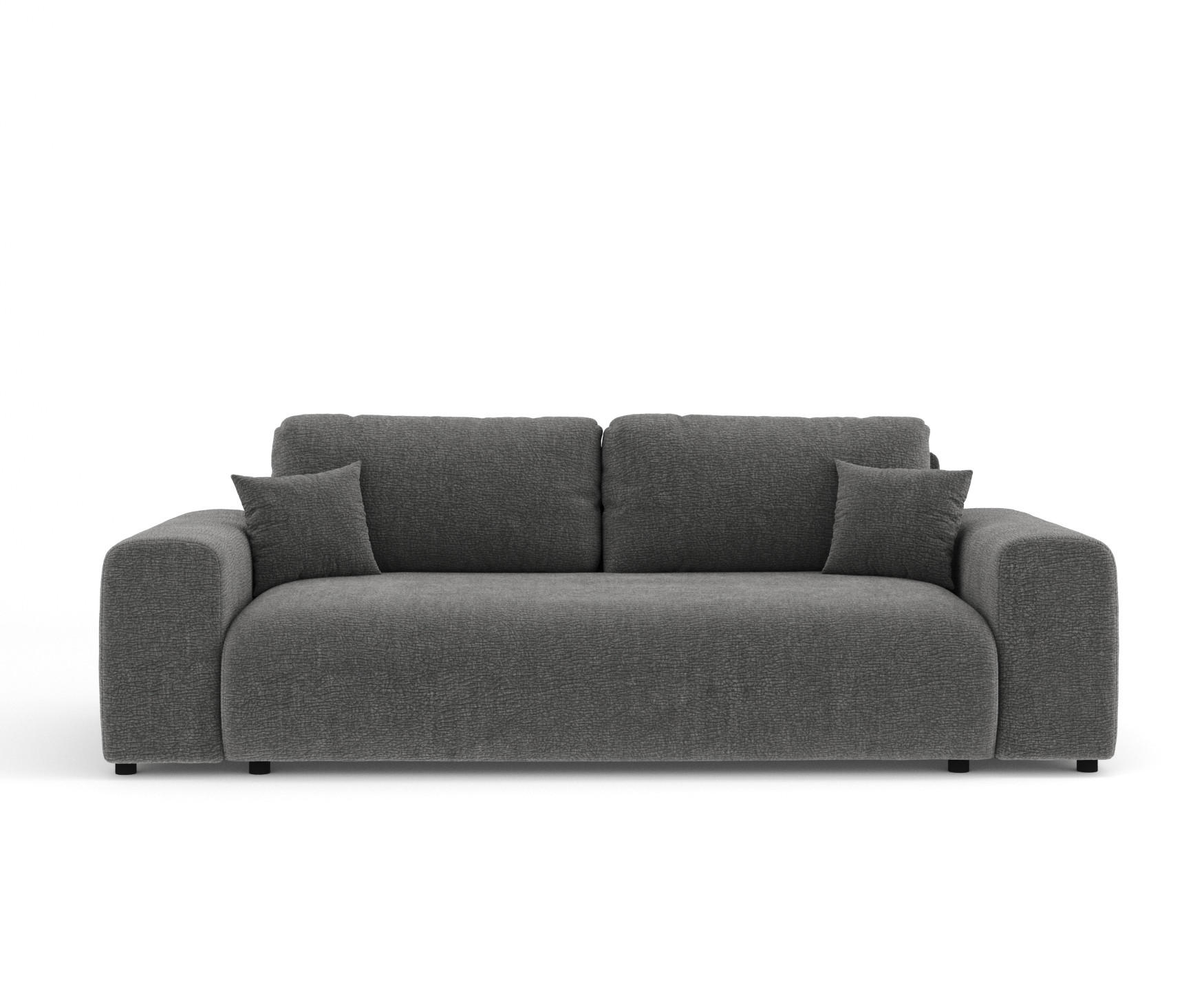 3-SITZER-SOFA Zanzibar Grau Chenille - Schwarz/Grau, Holz/Holzwerkstoff (213/79/108cm) - Maison de Reve