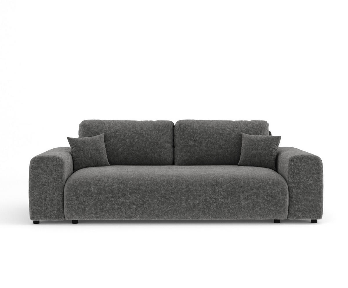3-SITZER-SOFA Zanzibar Grau Chenille - Schwarz/Grau, Holz/Holzwerkstoff (213/79/108cm) - Maison de Reve