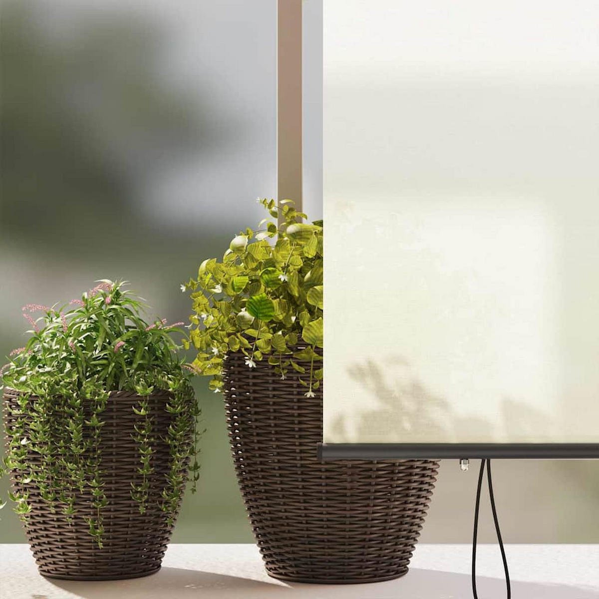 ROLLO Gestreift Verstellbar 200/250 cm aus Stoff Crème - Creme, Textil (200/250cm) - vidaXL