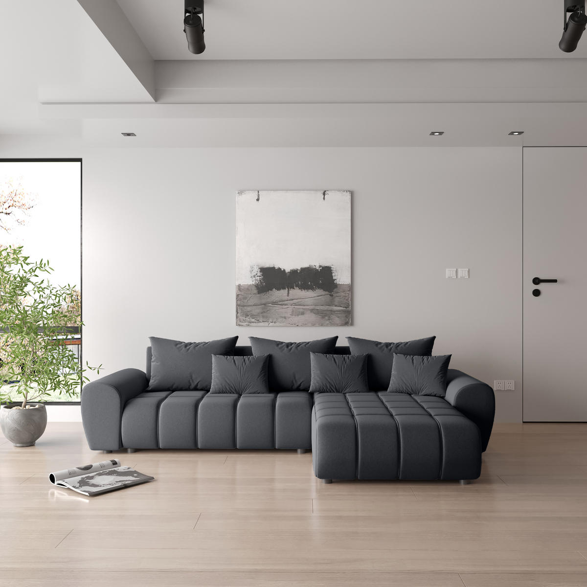 ECKSOFA Eide L mit Schlaffunktion, Graphit - Graphitfarben, Textil (294/180cm) - Fedve
