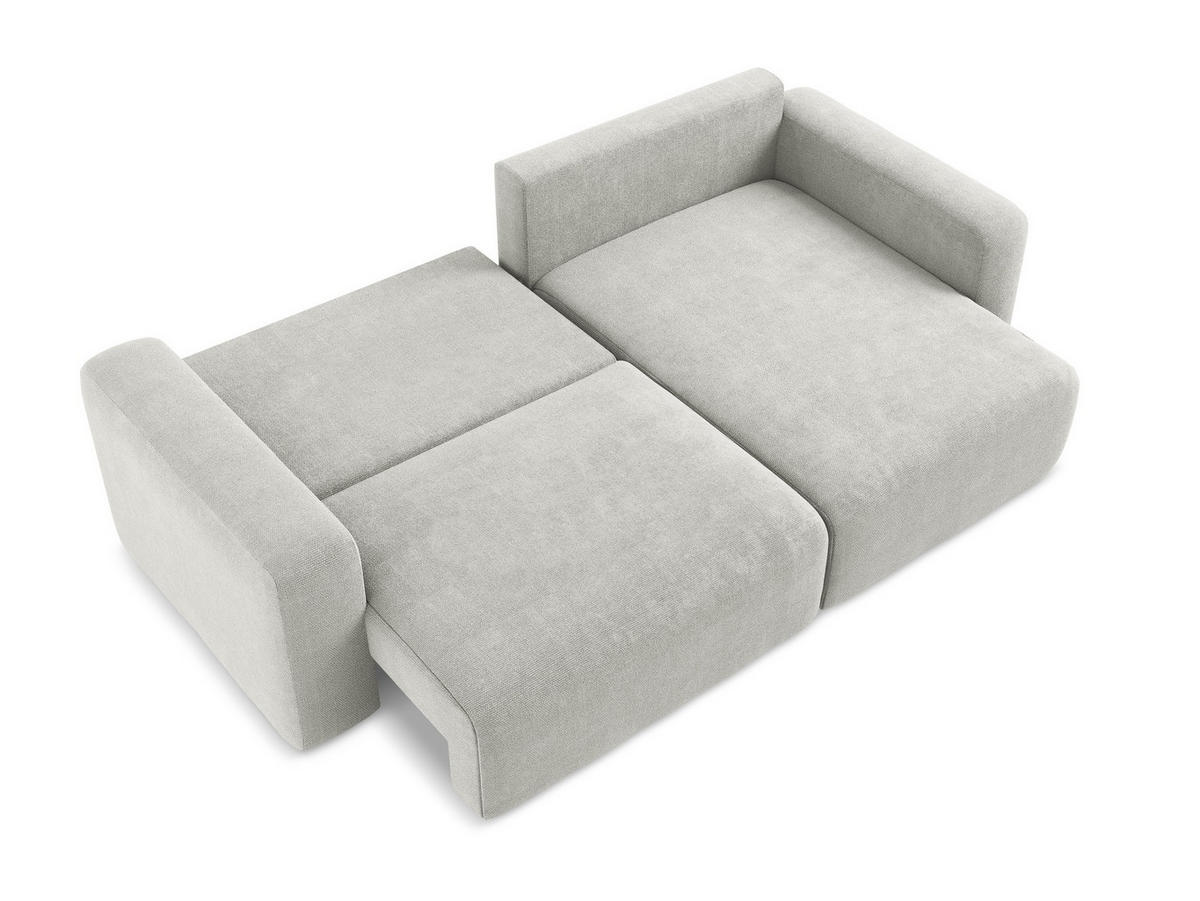 ECKSOFA mit Schlaffunktion rechts Chenille Stoff Grau - Hellgrau/Schwarz, Kunststoff/Textil (244/149cm) - Makamii