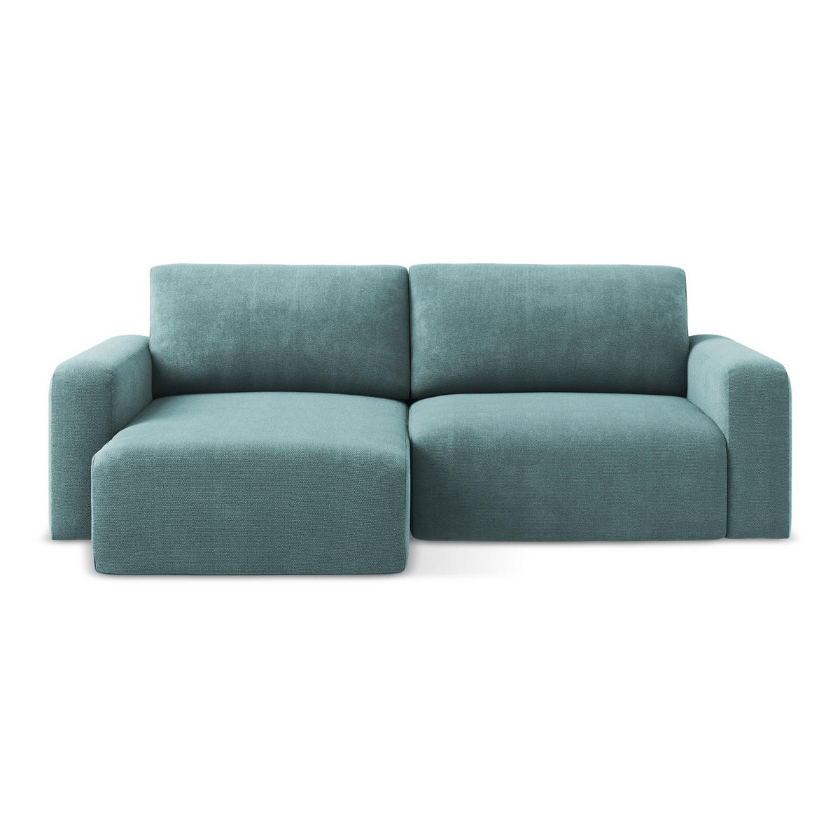 ECKSOFA mit Schlaffunktion links Chenille Stoff Blau - Blau/Beige, Kunststoff/Textil (149/244cm) - LaMiaSofa