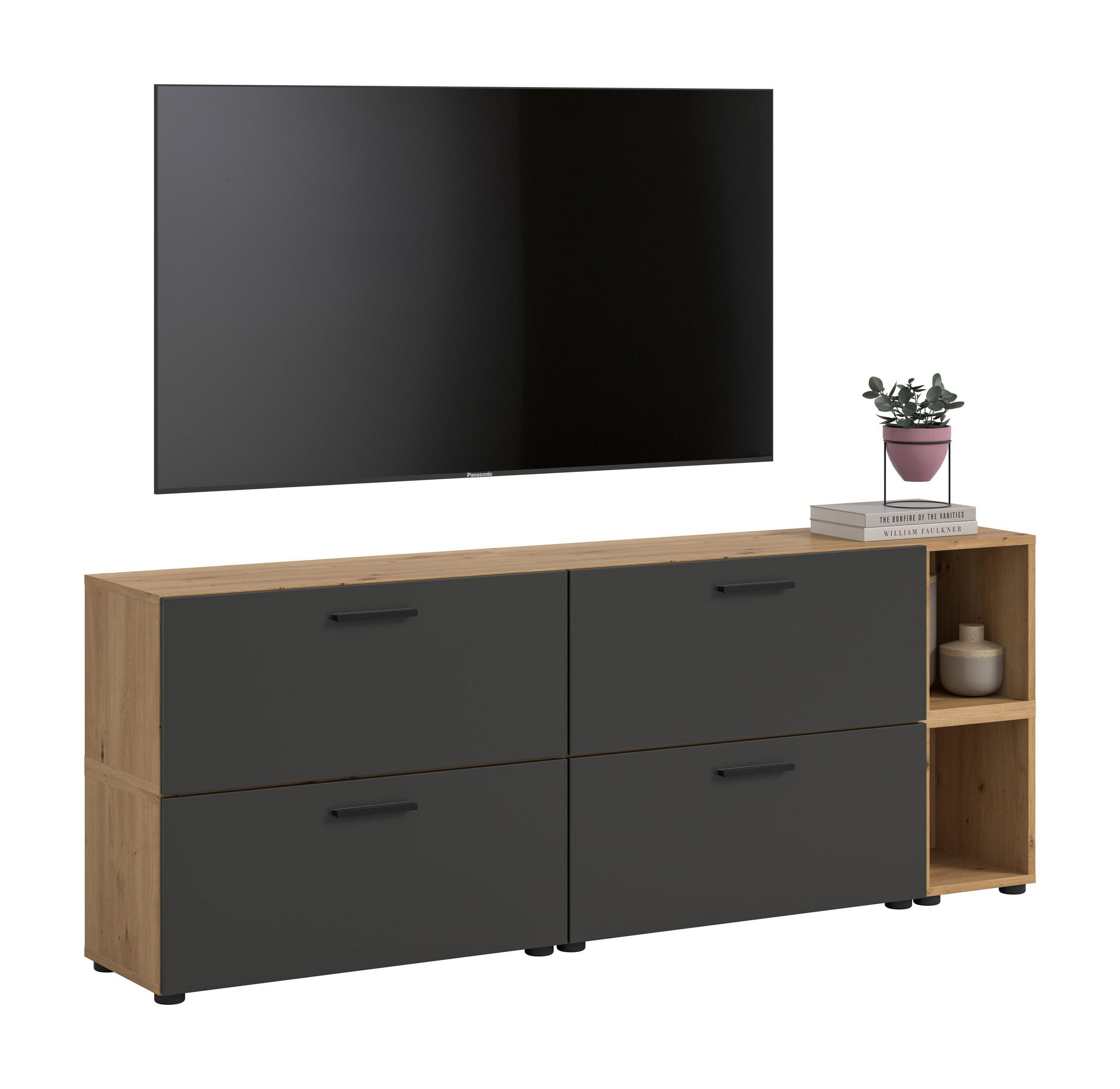 WOHNWAND Primo (B/H/T: ca. 176/67/34 cm) in Artisan Oak /Basalt grau - Eiche Artisan, Holzwerkstoff (176/67/34cm)