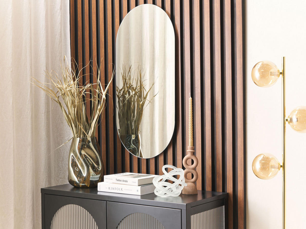 WANDSPIEGEL oval 40/80 cm Silber Alfortville - Silberfarben, Glas (40/0.5/80cm) - Beliani