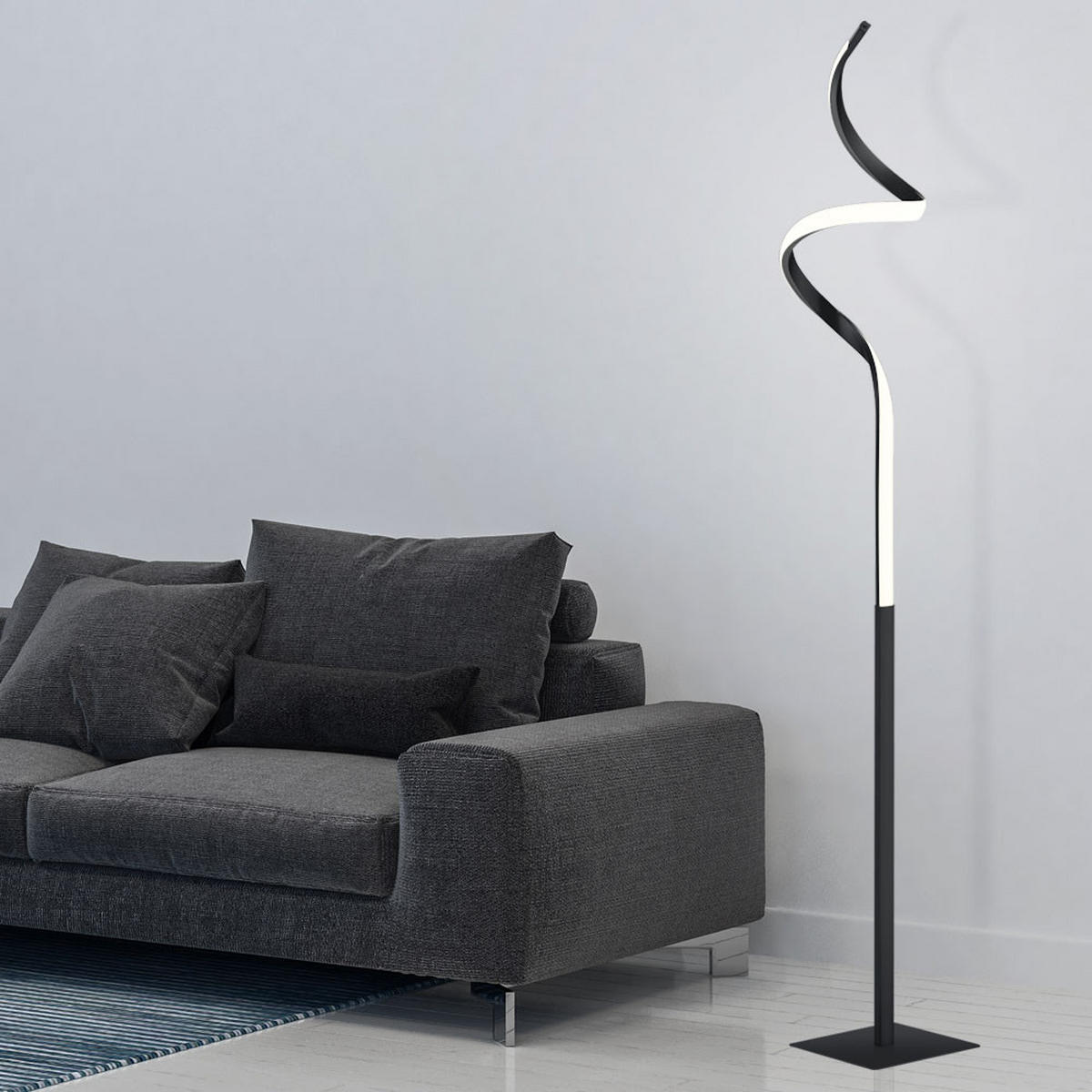 LED STEHLEUCHTE Course Schwarz Matt - Schwarz, Metall (20/20/145cm)