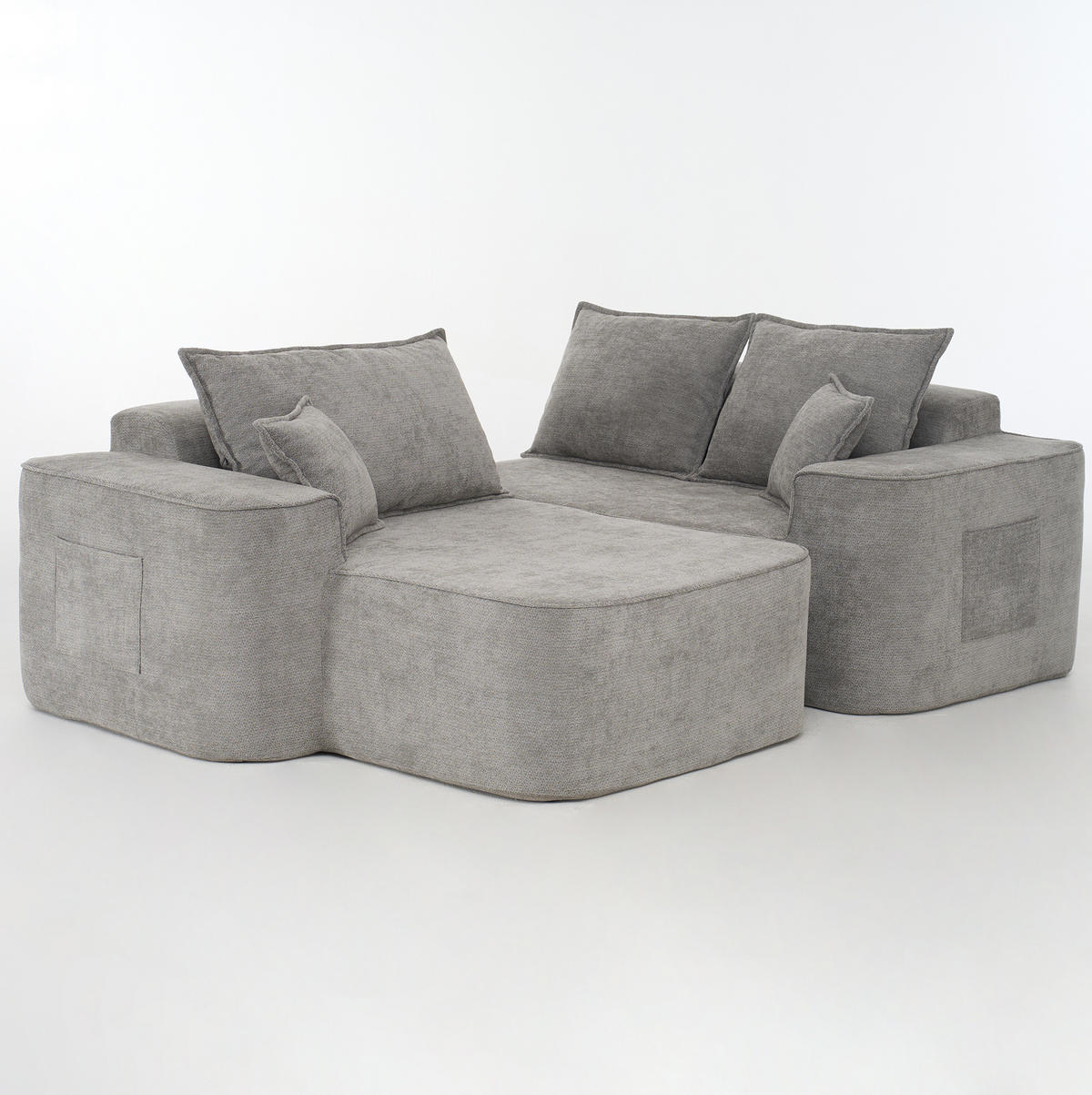 ECKSOFA 262 cm aus Chenille mit modularem Boneless-Design Grau - Grau, Textil (144/262cm) - Modenvie