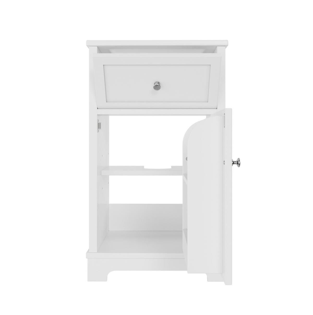 MDF-WASCHTISCH 51x46x87 cm Weiß mit Keramikbecken, Klappfach, verstellbarem Einlegeboden und Türablage - Weiß, Keramik (51/87/46cm) - Modfu