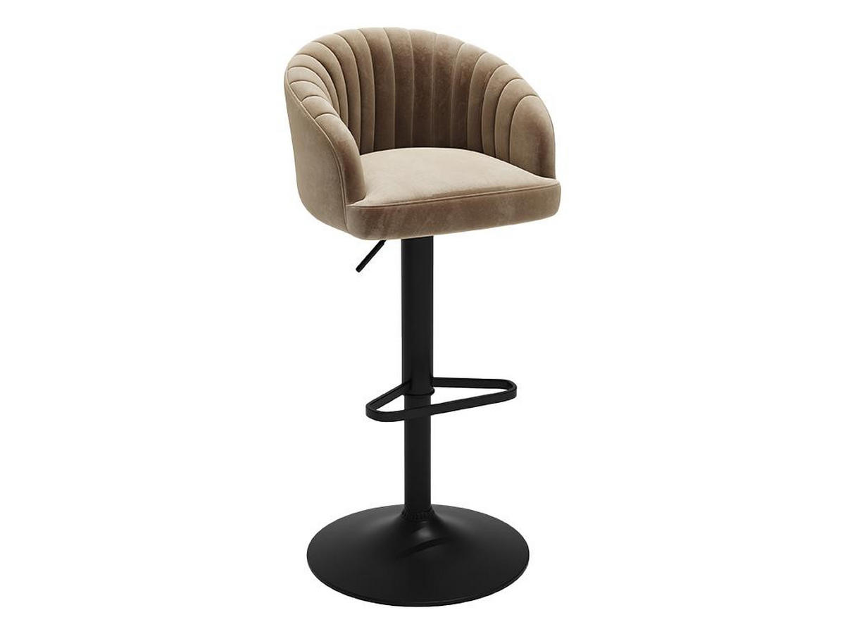 BARHOCKER 2er-Set - Samt & Metall - Beige - DORALIZ - Beige, Textil (52/105/54cm) - Vente-Unique