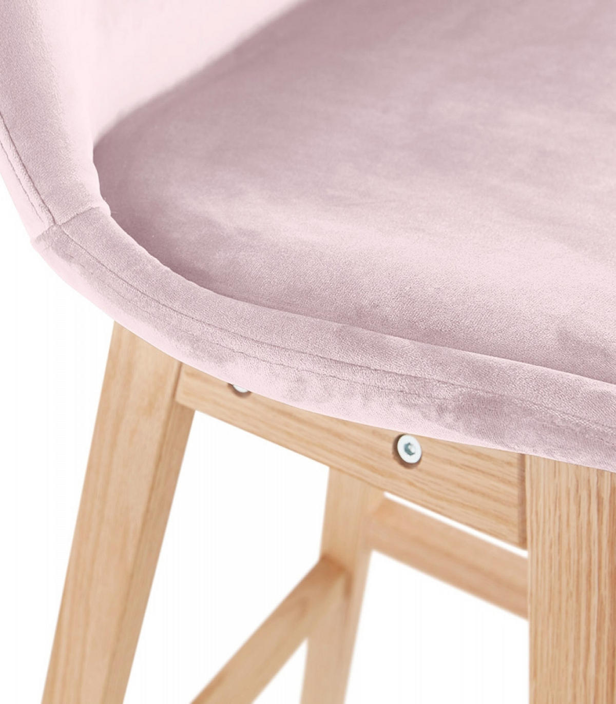 BARHOCKER mittelhoch mit Samt Sitz MORISS, Rosa-Beige 48x56x103 cm - Pink/Eichefarben, Eichenholz/Holz (48/103/56cm) - KADIMA DESIGN