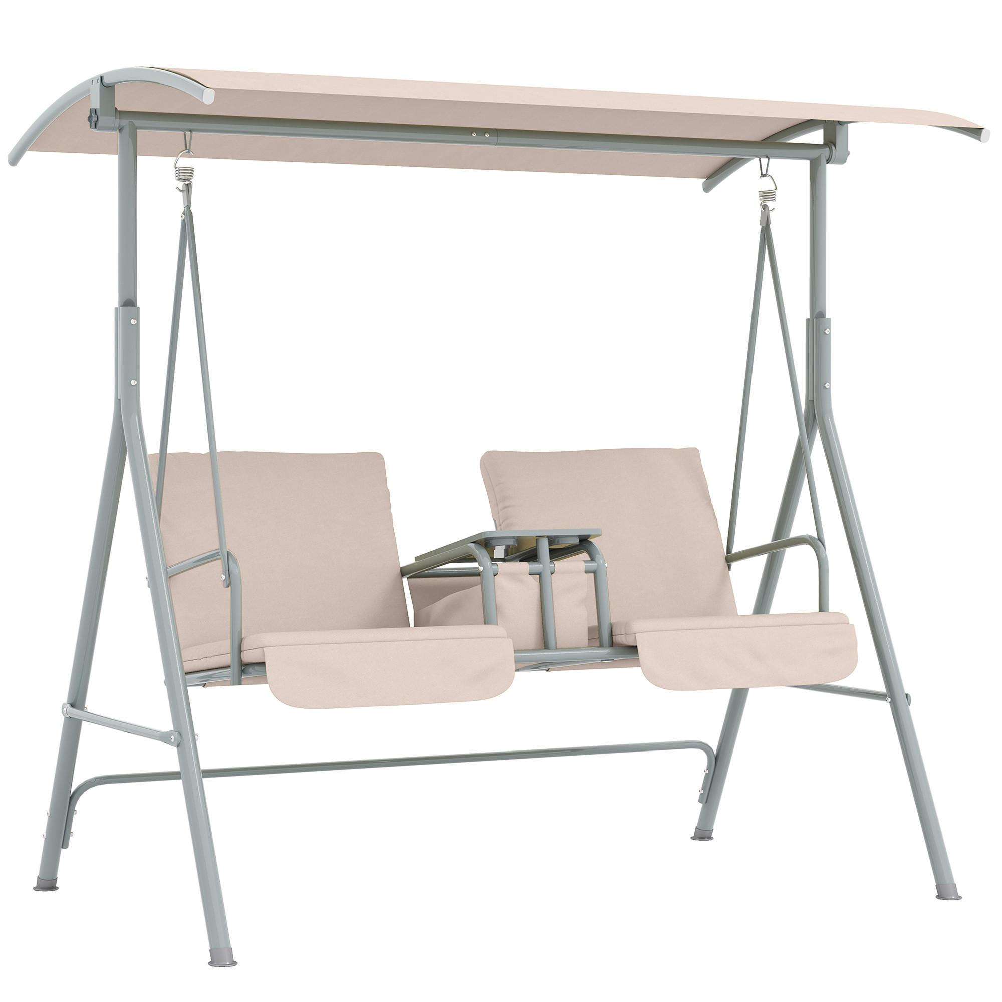 HOLLYWOODSCHAUKEL DE-07099 2-Sitzer, verstellbares Sonnendach, bis 180 kg Beige - Beige, Metall (175/158/112cm) - ComfortXL