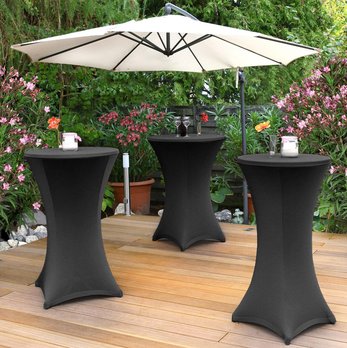 STEHTISCHHUSSE Stella Ø 60cm Schwarz (5tlg) - Schwarz, Textil (60/110cm) - Beautissu 