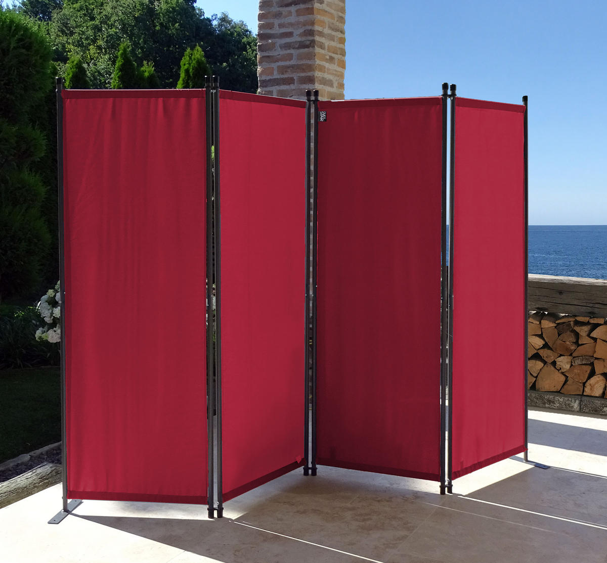 PARAVENT 2 Stück 4-tlg. 220x165 cm Rubinrot - Rot, Metall (220/165cm) - QUICK STAR