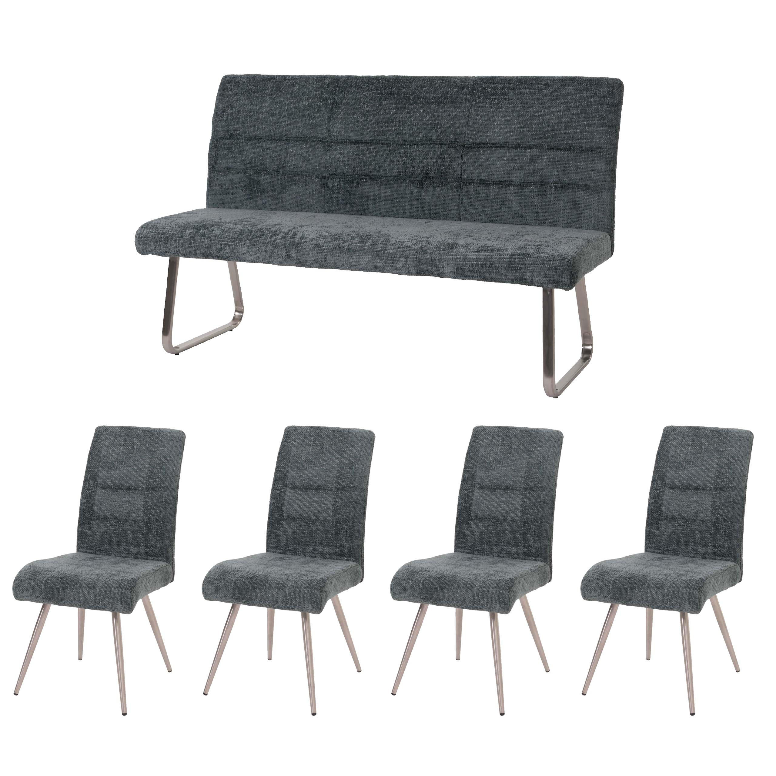 ESSZIMMER-SET Blau 5er-Set - Blau, Textil (160/100/65cm) - MCW