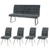 ESSZIMMER-SET Blau 5er-Set - Blau, Textil (160/100/65cm) - MCW