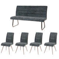 ESSZIMMER-SET Blau 5er-Set - Blau, Textil (160/100/65cm) - MCW