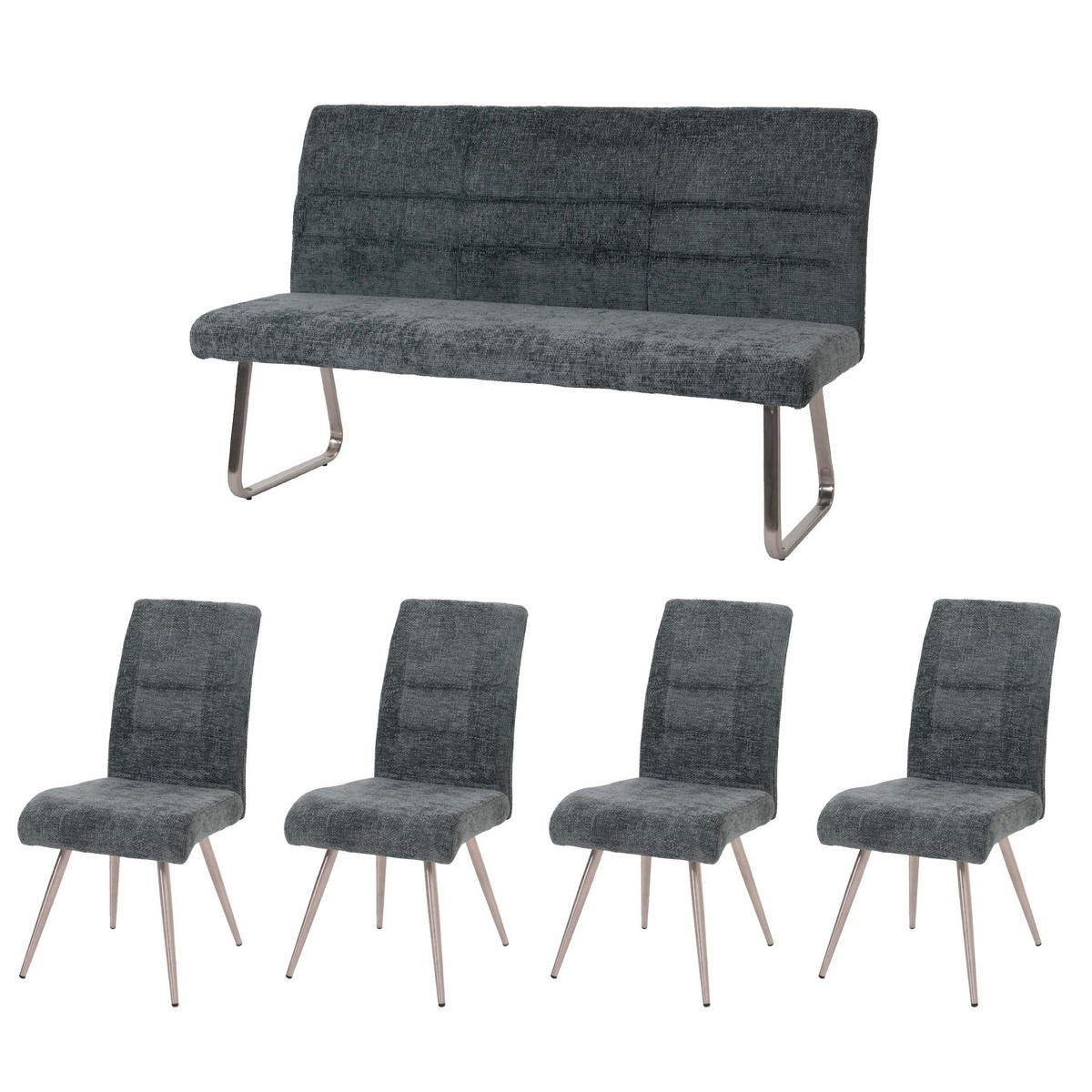 ESSZIMMER-SET Blau 5er-Set - Blau, Textil (160/100/65cm) - MCW