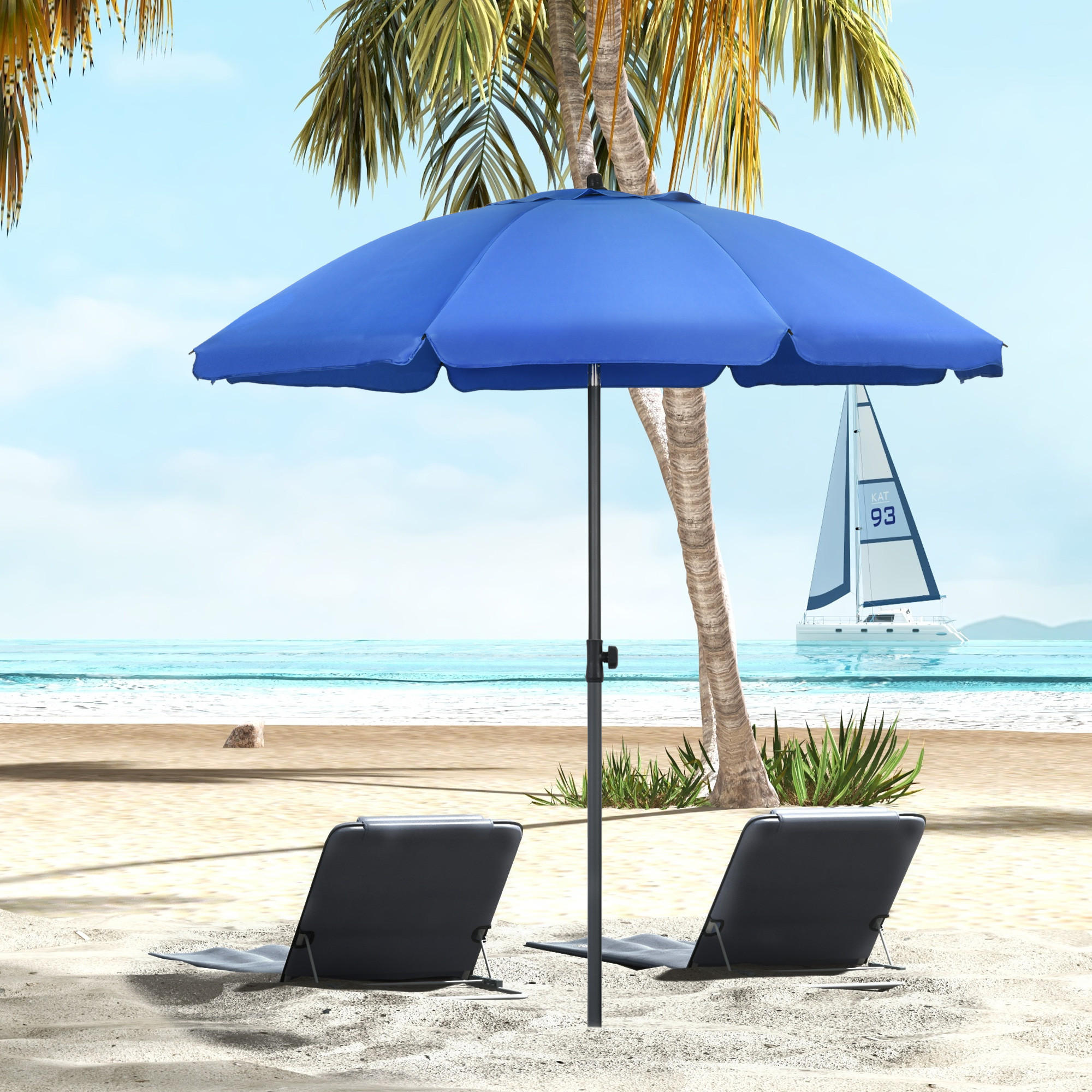 SONNENSCHIRM, Polyester, Stahl, Blau - Blau, Metall (180/180cm) - Outsunny