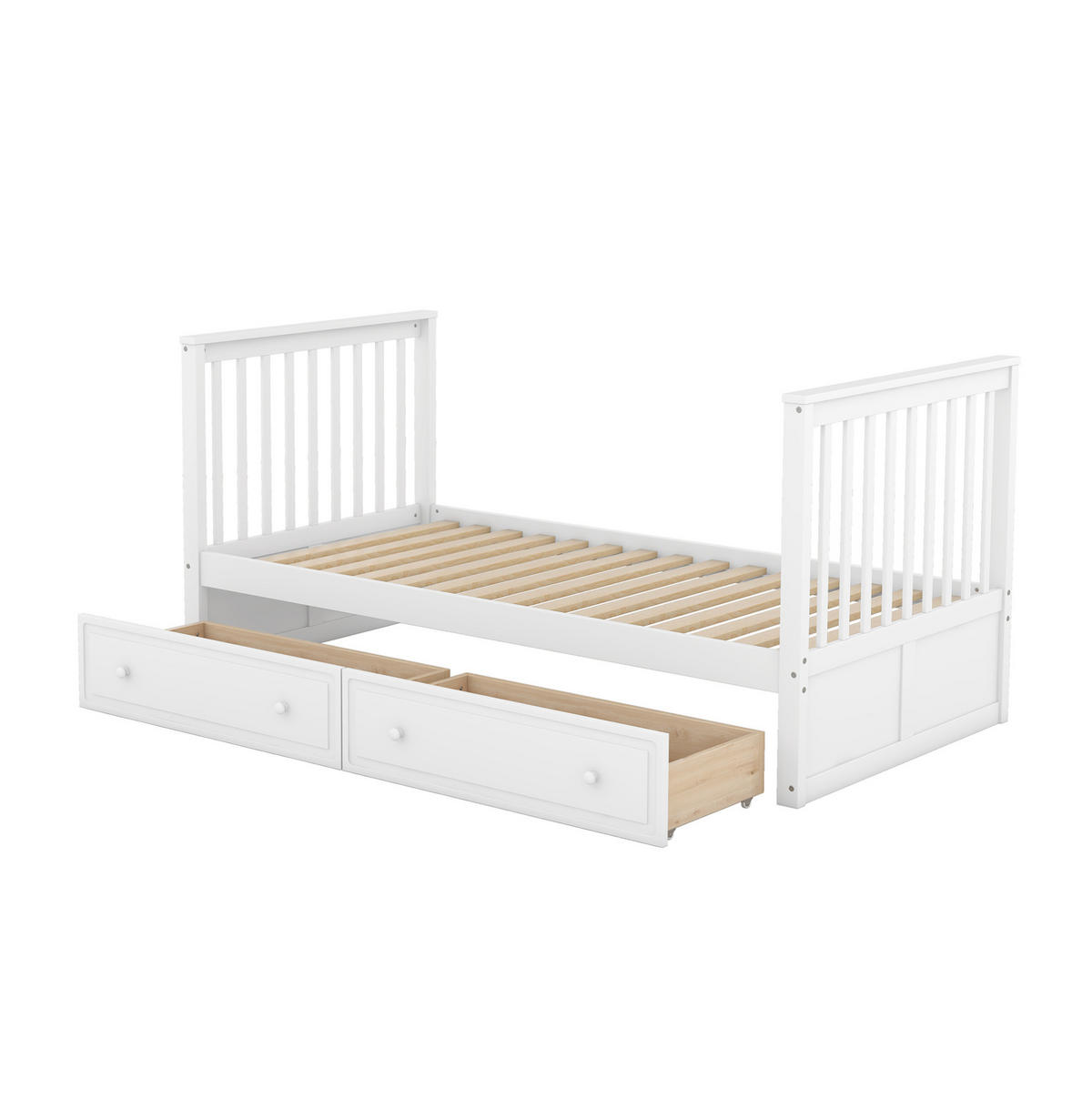 ETAGENBETT 90/200 cm Weiß aus Kiefer mit 2 Schubladen und Umbaufunktion - Weiß, Holz (140/200cm) - BEAOK