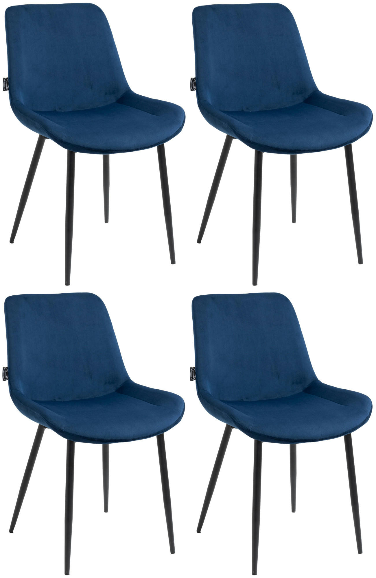 STUHL 4er Set Samt blau - Blau/Schwarz, Textil/Metall (51/80/60cm) - CLP