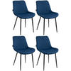 STUHL 4er Set Samt blau - Blau/Schwarz, Textil/Metall (51/80/60cm) - CLP