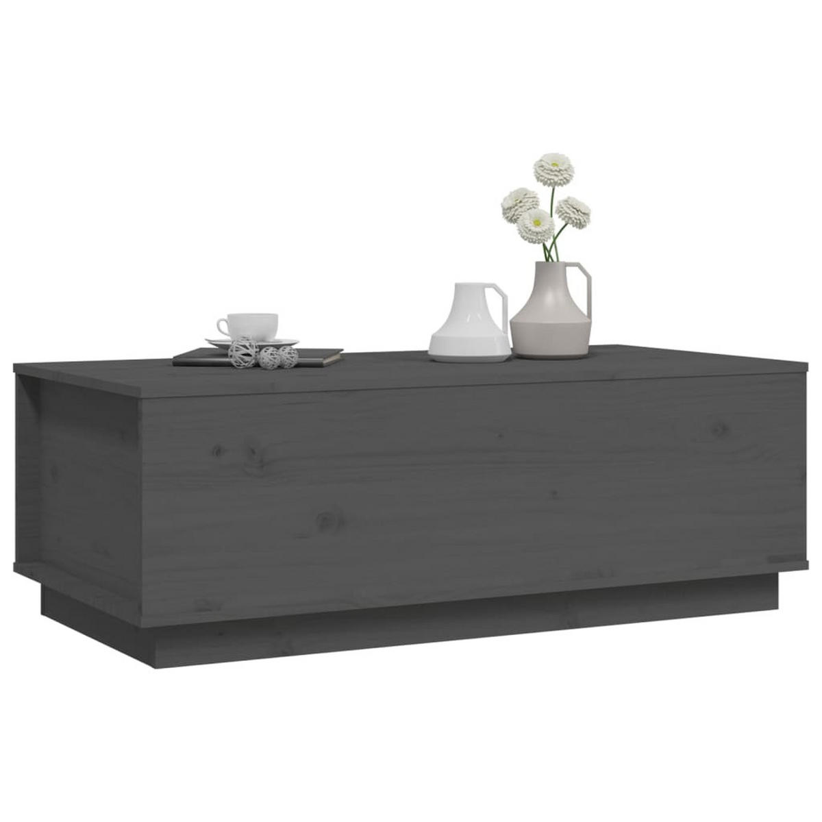 COUCHTISCH Grau 100x50x35 cm Massivholz Kiefer - Grau, Holz (100/50/35cm) - furnicato