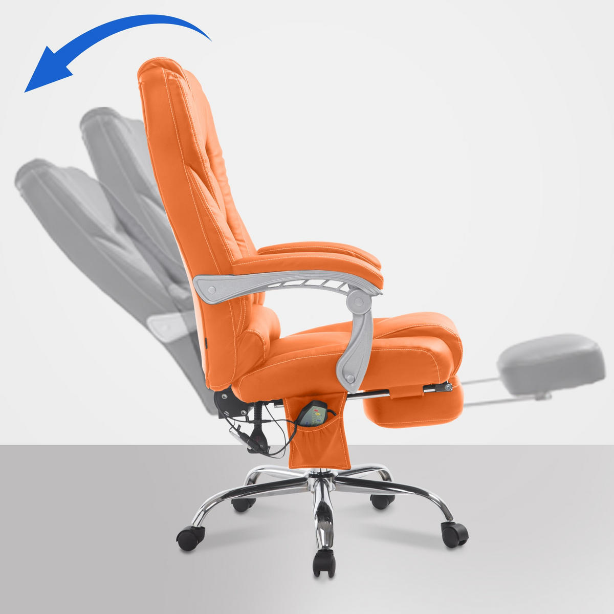 CHEFSESSEL Lederlook orange - Chromfarben/Orange, Textil/Metall (68/118/64cm) - CLP