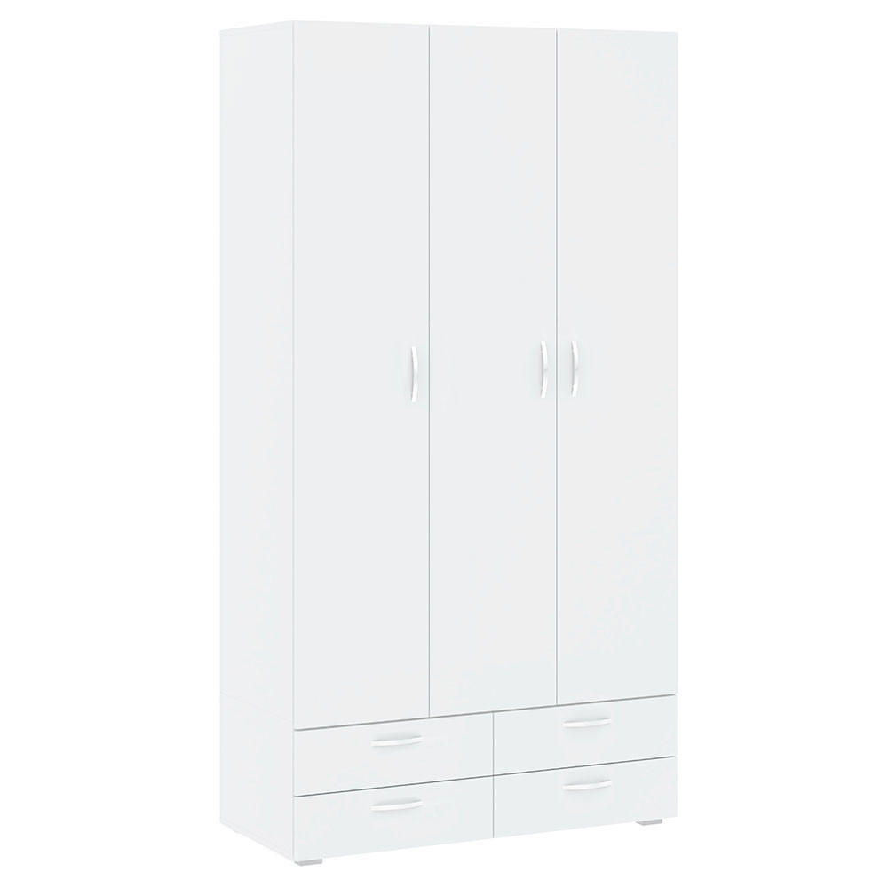 KLEIDERSCHRANK Basic Weiß 110,7 / 52 / 214 cm - Silberfarben/Weiß, Holz/Holzwerkstoff (110.7/214/52cm) - Feldmann-Wohnen