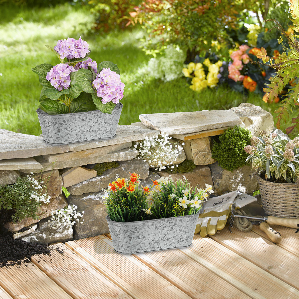 ZINKWANNE - Silberfarben, Metall (30.5/11/13.5cm) - Relaxdays