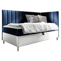 BOXBETT Maja Junior 3, Seite zum Öffnen des Bettkastens: Rechts - Blau/Weiß, Holz (100/200cm) - MIRJAN24