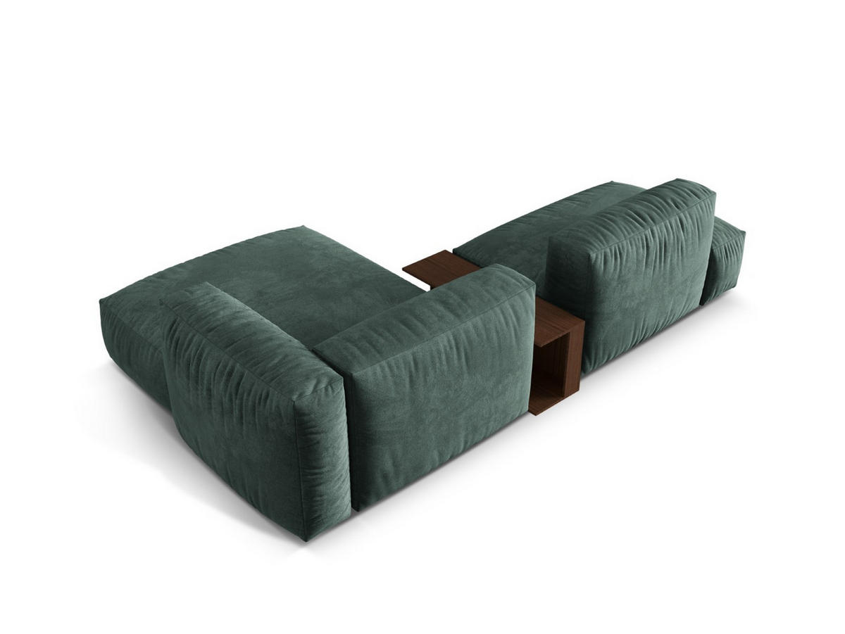 ECKSOFA modular rechts Martina aus Samt petrol 2 Sitzplätze - Salbeigrün, Textil (176/285cm) - Micadoni