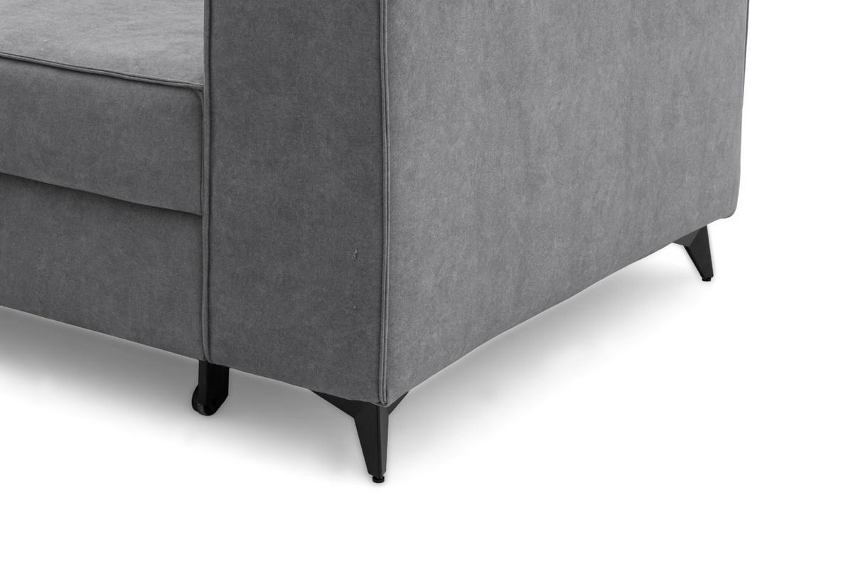 ECKSOFA PURE L Links mit Schlaffunktion 127x199 Velours Grau - Schwarz/Grau, Holz/Textil (281/204cm) - Muffo
