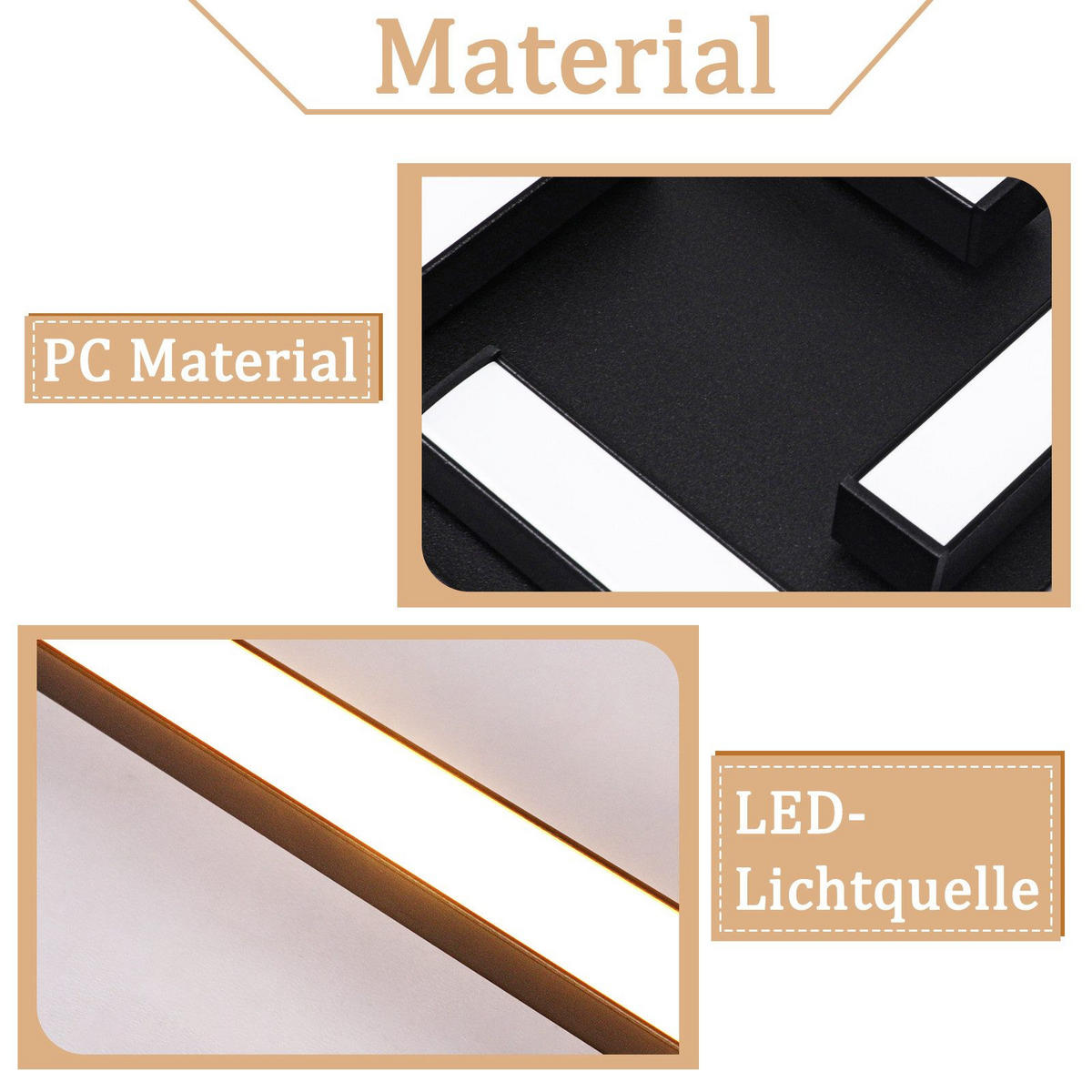 LED-DECKENLEUCHTE Merseburg 56.6/56.6/4.8 cm - Schwarz, Metall (56.6/56.6/4.8cm) - Nettlife