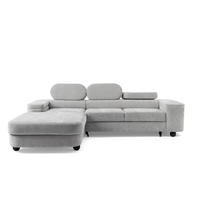ECKSOFA LOVE L Links mit Schlaffunktion 124x210 Chenille Hellgrau - Hellgrau/Schwarz, Holz/Textil (284/205cm) - Muffo
