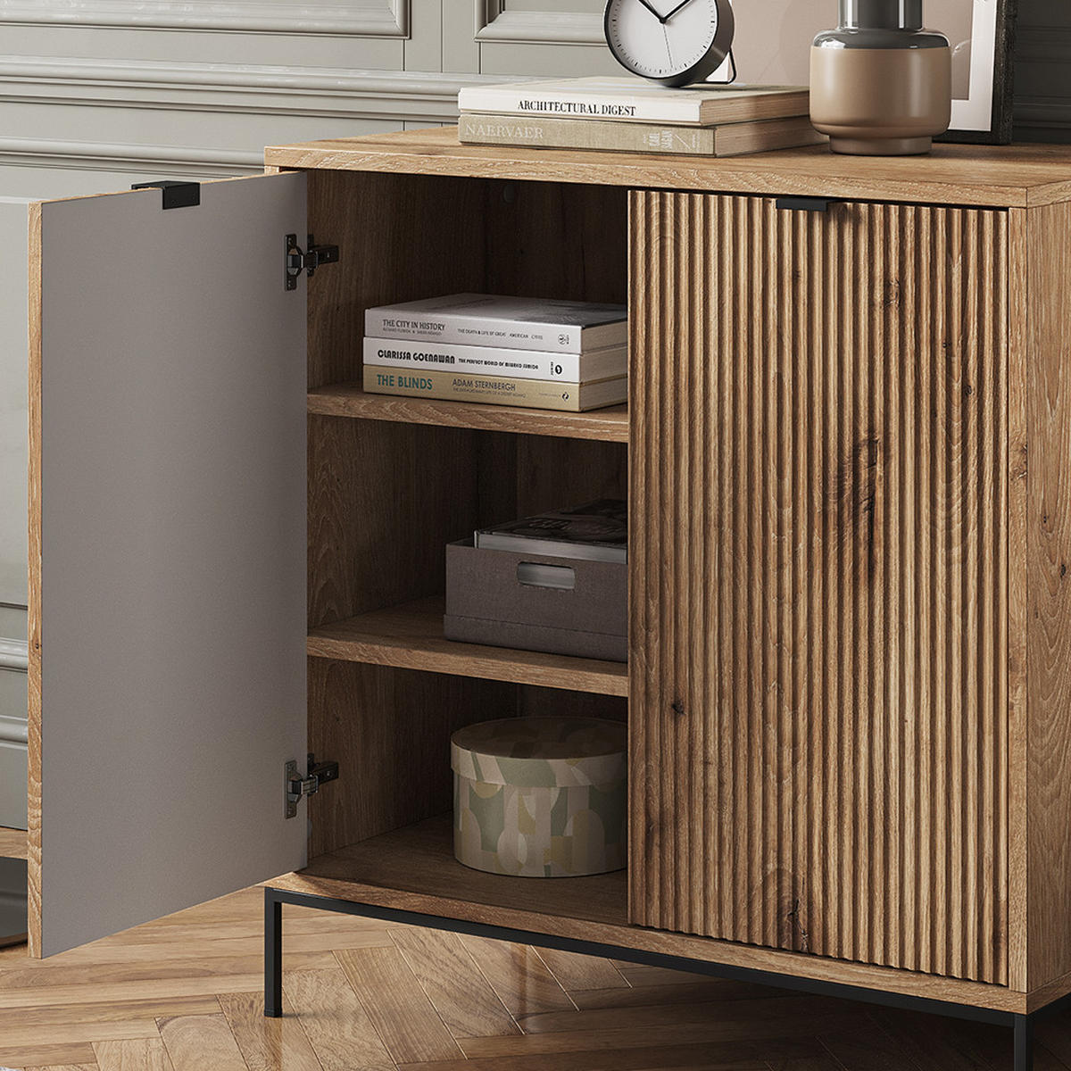 KOMMODE Eliza Viking Oak 80 x 81.2 cm mit 2 Türen - Eiche Wotan, Holzwerkstoff (42/81.2/80cm) - Vicco