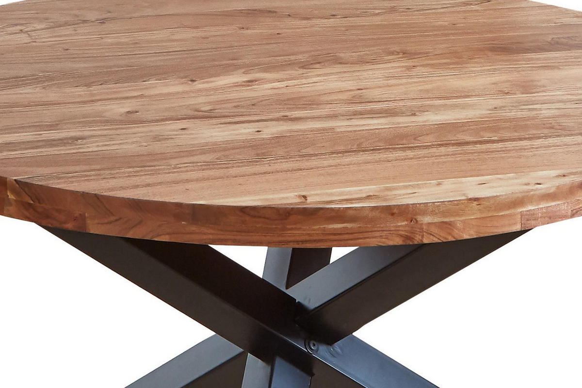 ESSTISCH RUNA - Beige/Schwarz, Holz/Metall (130/130/78cm) - SAM