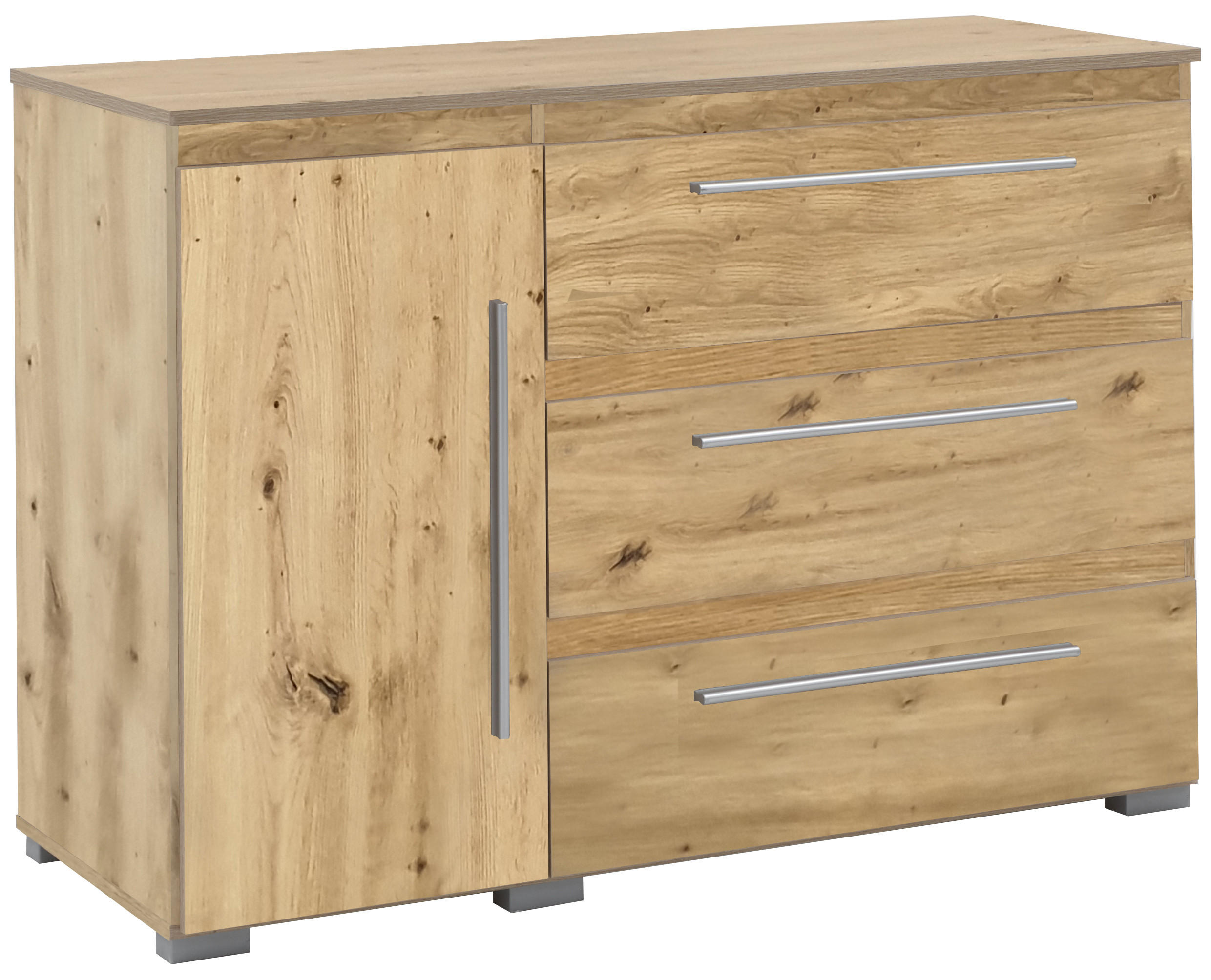 KOMMODE Bali 127/92/50 cm Artisan Oak - Silberfarben/Eiche Artisan, Holzwerkstoff/Kunststoff (127/92/50cm) - arthur berndt