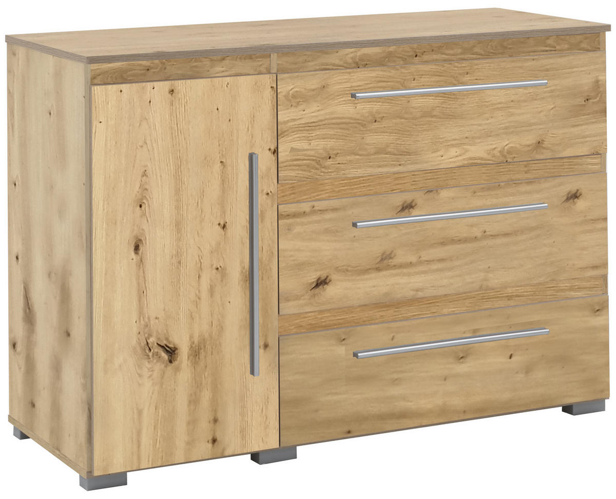 KOMMODE Bali 127/92/50 cm Artisan Oak - Silberfarben/Eiche Artisan, Holzwerkstoff/Kunststoff (127/92/50cm) - arthur berndt