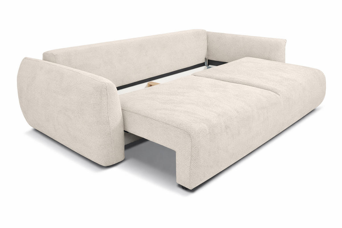 SOFA Mit Schlaffunktion Und Bettkasten, Chenille-Stoff Flow, Beige, Zephira - Beige, Holz (238/87/140cm) - Kaiser Möbel