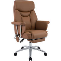 CHEFSESSEL Echtleder Braun - Chromfarben/Braun, Leder/Metall (78/114/66cm) - CLP