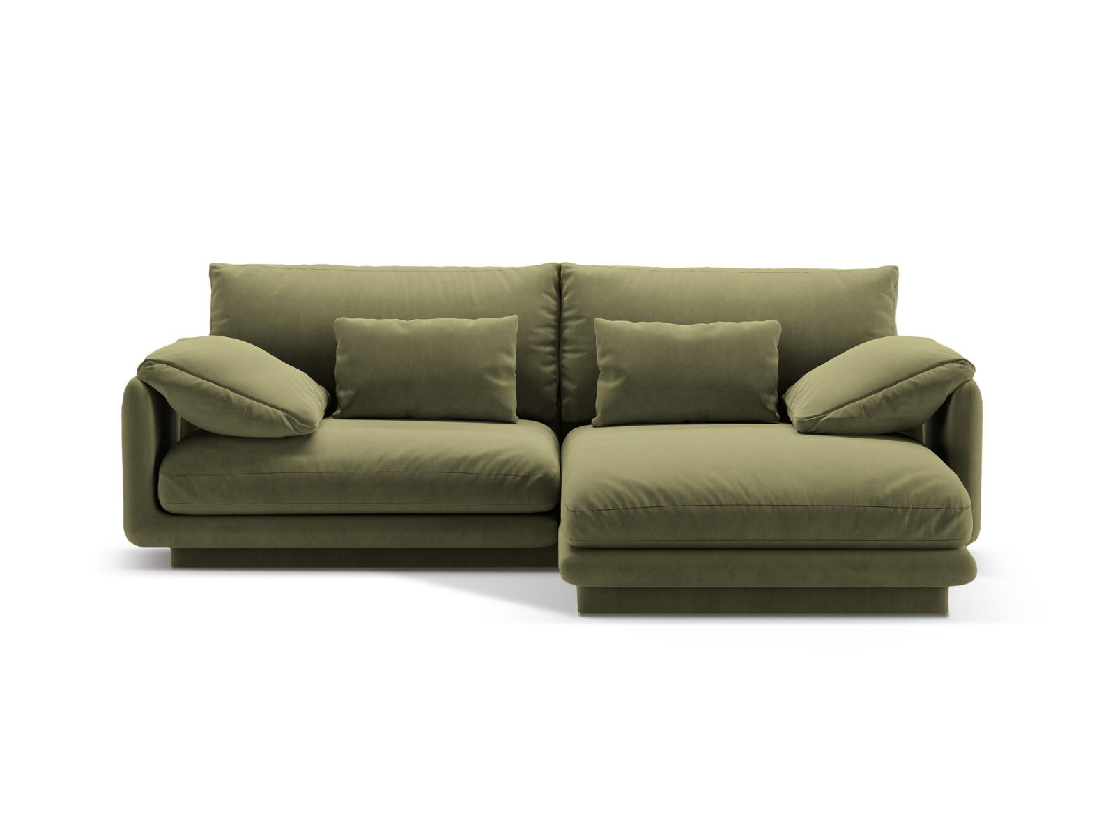 ECKSOFA rechts Torino aus Samt hellgrün 3 Sitzplätze - Hellgrün, Textil (170/220cm) - Micadoni