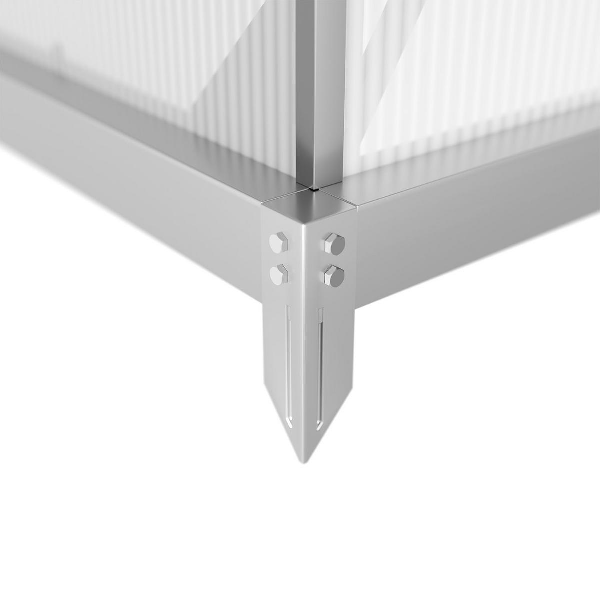 GEWÄCHSHAUS 3,6 m² inkl. Fundament 190x190x198 cm - Silberfarben, Metall (190/198/190cm) - Juskys