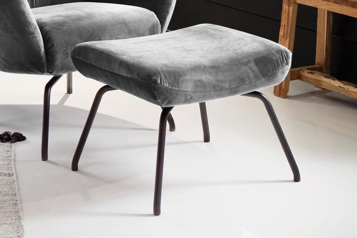 HOCKER LOTTE Silber Velvet - Silberfarben, Textil/Metall (57/44/52cm) - KAWOLA